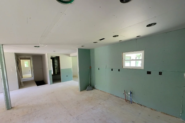 Sheetrock hung and aligned in Princeton NJ kitchen remodel